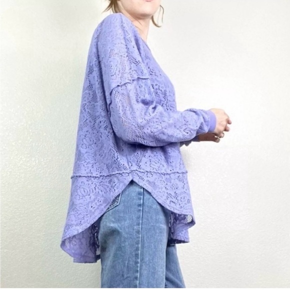 Free People Lavender Lace Women Top - Picture 5 of 6